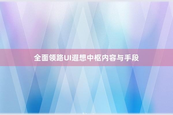 全面领路UI遐想中枢内容与手段